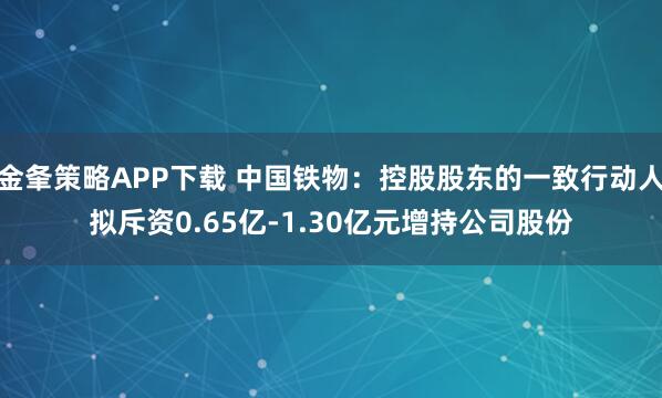 金夆策略APP下载 中国铁物：控股股东的一致行动人拟斥资0.65亿-1.30亿元增持公司股份